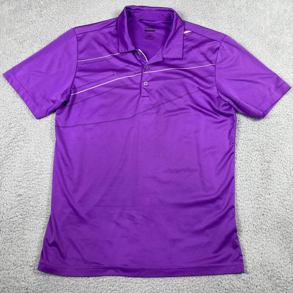 Adidas Puremotion Golf Polo Mens Medium Purple Graphic Short Sleeve Performance